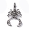 Non-Tarnish 304 Stainless Steel Pendants, Scorpion Charm, Stainless Steel Color, 48.5x30x12.5mm, Hole: 11.5x10mm
