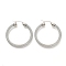 Non-Tarnish 304 Stainless Steel Mesh Hoop Earrings, Round Ring Shape, Stainless Steel Color, 45x42x5.9mm, Pin: 0.7mm