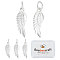 5Pcs 925 Sterling Silver Pendants, with Jump Rings, Wing Charms, Silver, 19x6.5x1.2mm, Hole: 4mm
