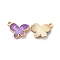 Alloy Enamel Pandants, Lead Free & Cadmium Free, Light Gold, Butterfly Charm, Purple, 18x15x3mm, Hole: 1.6mm