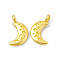 Rack Plating Alloy Pendants, Cadmium Free & Lead Free & Nickle Free, Moon with Star Pattern Charms, Matte Gold Color, 19x13x2mm, Hole: 2mm