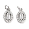 Brass Micro Pave Cubic Zirconia Charms, Cadmium Free & Nickel Free & Lead Free, with Jump Ring, Oval, Platinum, Clear, 10x6.5x3.5mm, Hole: 2mm