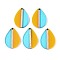 Transaprent Resin & Wood Pendants, Teardrop, Two Tone, Goldenrod, 36~36.5x24.5x3.5mm, Hole: 2mm