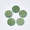 Natural Green Aventurine Cabochons, Flat Round with Nordic Pagan Pattern, 25x5.5mm