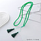 Chic European American Faceted Rondelle Glass Beaded Sweater Long Tassel Necklaces, Lime Green, 44.88 inch(114cm)