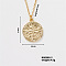 Minimalist Brass Flat Round Pendant Necklace for Women, Golden, 15.75 inch(400mm)