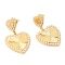 Brass Heart Dangle Stud Earrings with Plastic Pearl Beaded, Long-Lasting Plated, Lead Free & Cadmium Free, Real 18K Gold Plated, 41.5x25mm