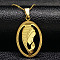 201 Stainless Steel Pendant Necklaces, Oval with Virgin Mary charms, Golden, 20.00 inch(50.8cm)