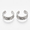 Brass Micro Pave Clear Cubic Zirconia Cuff Earrings, Nickel Free, Textured, Real Platinum Plated, 14x5.5mm, Inner Diameter: 11mm