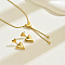 Sweet and Simple 201 Stainless Steel Heart Tassel Stud Earrings & Necklaces Set for Women, Golden