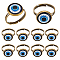 arricraft Evil Eye Ring, 10 Pcs Plastic Adjustable Evil Eye Rings 17.7mm Sets Antique Bronze Vintage Lucky Finger Ring with Iron Findings for Women Jewelry Gifts