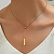 201 Stainless Steel Long Y Necklaces, Rectangle Pendant Necklaces Casual Fashion Gift for Women, Golden, 16.14 inch(41cm)