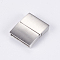 Tarnish Resistant 304 Stainless Steel Magnetic Clasps with Glue-in Ends, Frosted, Rectangle, Stainless Steel Color, 20.5x16.5x4.5mm, Hole: 2.8x15mm