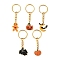 Halloween Theme Alloy Enamel Pendant Keychain, with Iron Ring, Mixed Shapes, Mixed Color, 7.1~8.1cm