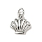 Brass Micro Pave Cubic Zirconia Charms, Shell Shape, Rack Plating, Long-Lasting Plated, Cadmium Free & Lead Free, with Jump Ring, Platinum, 11x11x2mm, Hole: 3.4mm