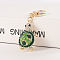 KC Gold Tone Plated Alloy Keychains, with Rhinestone, Tortoise, Peridot, 14cm