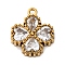 304 Stainless Steel Cubic Zirconia Pendants, Flower Charms, Ion Plating(IP), Real 18K Gold Plated, Clear, 13.5x11.5x3mm, Hole: 1.2mm