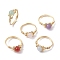 Copper Wire Wrapped Natural Gemstone Finger Ring for Women, Golden, 1.5~8mm, Inner Diameter: 18mm
