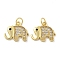 Brass Micro Pave Cubic Zirconia Pendants, Elephant Charms, Lead Free & Cadmium Free, Long-Lasting Plated, Rack Plating, with Jump Ring, Real 18K Gold Plated, 13x15.5x2mm, Hole: 3mm