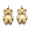304 Stainless Steel Pendant Cabochon Settings, with Jump Rings, Bear, Real 14K Gold Plated, Tray: 4.5mm, 17.5x11x4mm, Jump Ring: 3.8x0.6mm, 2.6mm inner diameter