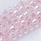 Glass Beads Strands, AB Color Plated, Faceted, Bicone, Misty Rose, 3.5~3.8x3~3.5mm, Hole: 0.5mm, about about 107~110pcs/strand, 32.5~34cm