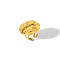 Vintage French Style Stainless Steel Cuff Earrings, Textured Flat Round, Golden, 28.60mm