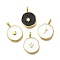 Brass with Enamel Pendants, Lead Free & Cadmium Free, Real 18K Gold Plated, Rack Plating, Flat Round, Mixed Shapes, 18.5x13.5x2mm, Hole: 3.5mm