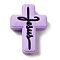 Silicone Beads, Cross with Word Jesus, Lilac, 30x22x8mm, Hole: 2.5mm