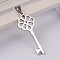 Tarnish Resistant Key 304 Stainless Steel Pendants, Stainless Steel Color, 37x15.5x2mm, Hole: 7x4mm