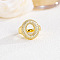 Brass Micro Pave Clear Cubic Zirconia Cuff Rings, Golden, Letter O, Inner Diameter: Adjustable