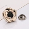 Plastic Brooch, Alloy Pin, with Rhinestone, for Garment Accessories, Flower, Jet, 21mm