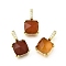 Natural Red Jasper Faceted Pendants, Brass Micro Pave Cubic Zirconia Square Charms, Rack Plating, Lasting Plated, Cadmium Free & Lead Free, Faceted, 17x10x6mm, Hole: 5.5x2.5mm