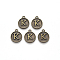 Alloy Pendant Cabochon Settings, For Enamel, Cadmium Free & Lead Free, Flat Round with Letter, Antique Bronze, Letter.K, 14x12x2mm, Hole: 1.5mm