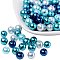 PandaHall Elite Pack of 100 Round Glass Pearl Beads for DIY Jewellery Making - Caribbean Blue - 8 mm, Hole: 1 mm
