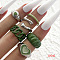 6Pcs Heart Alloy Enamel Finger Rings Sets for Women, Platinum, Inner Diameter: 17~18mm