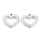 Non-Tarnish 304 Stainless Steel Pendants, Heart Charms, Stainless Steel Color, 16x18x2mm, Hole: 1.5mm