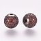 Brass Micro Pave Cubic Zirconia Beads, Round, Gunmetal, 10mm, Hole: 2mm
