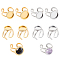 8Pcs 4 Style 201 Stainless Steel Open Cuff Ring Findings, Flat Round Bezel Cup Ring Settings, Laser Cut, Golden & Stainless Steel Color, Tray: 10~12mm, Inner Diameter: 17.5~18mm, 2pcs/style