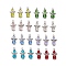 24Pcs 8 Colors Glass Pendants, Angel Charms, with Alloy Wings & Iron Loop, Mixed Color, 25x14x8mm, Hole: 2mm, 3pcs/color