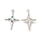 Rack Plating Alloy Resin Pendants, Nickel Free, Star Charms, Platinum, 29.5x20x4.5mm, Hole: 1.8mm