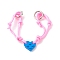 Polyester & Spandex Cord Bracelet Sets, with Resin Building Blocks Charms, Rectangle, Pink, 12-5/8~13.54 inch(32.2~34.4cm), 2Pcs/set