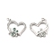 Brass Micro Pave Cubic Zirconia Pendants, Cadmium Free & Nickel Free & Lead Free, with Jump Ring, Heart with Butterfly Charms, Platinum, 21x21x3mm, Hole: 3.5mm