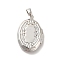Rack Plating Brass Locket Pendants, Oval, Platinum, 24x16x4mm, Hole: 4.5x3mm, Inner Diameter: 14.5x10mm