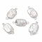 Baroque Natural Keshi Pearl Connector Charms, Rectangle Links, with Brass Double Loops, Platinum, 21~23x10~11x3~4mm, Hole: 1.6mm