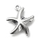 Non-Tarnish 304 Stainless Steel Pendants, Starfish Charms, Stainless Steel Color, 16x14x3.3mm, Hole: 1mm