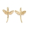 Brass Cubic Zirconia Charms, Cadmium Free & Lead Free, with Jump Ring, Dragonfly Charms, Real 18K Gold Plated, 33.5x25x3mm, Hole: 3.4mm