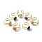 Natural Mixed Gemstone Cuff Ring, with 304 Stainless Steel Findings, Flat Round, Golden, 10mm, US Size 7 1/4(17.5mm)
