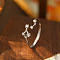 925 Sterling Silver Micro Pave Clear Cubic Zirconia Cuff Rings, Platinum, Leo, Inner Diameter: Adjustable