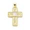Brass Micro Pave Cubic Zirconia Pendants, Cadmium Free & Lead Free, with Shell, Real 18K Gold Plated, Cross, 29x20x3mm, Hole: 4x3mm