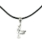 Alloy Bird Pendant Necklaces, with Imitation Leather Cords, Antique Silver, 17.20 inch(43.7cm), Pendant: 21.5x15mm